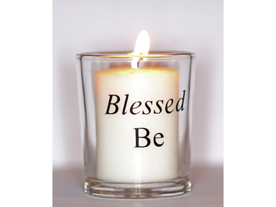 Blessed Be (Black) Glass Altar Votive Holder